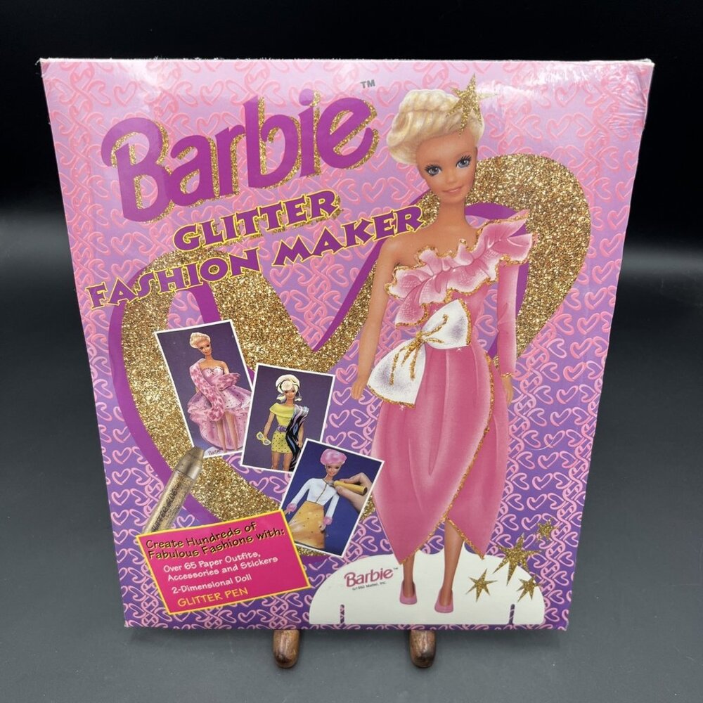 1992 Mattel/Golden Barbie Glitter Fashion Maker Paper Doll DIY Kit - New sealed